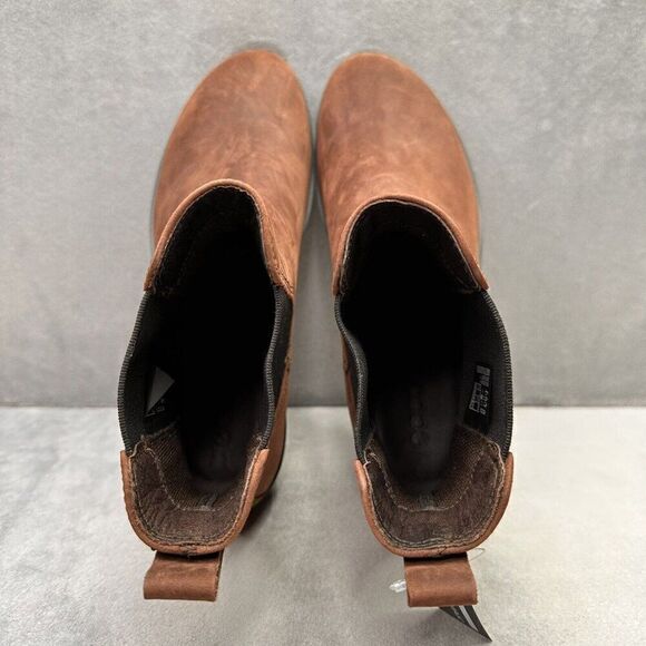 Womens 8-8.5 / EU 39 Ecco Skyler Ankle Boots Brown Nubuck Chelsea Wedge EUC - Picture 6 of 9